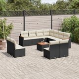  The Living Store Vrtna sedežna garnitura 12-delna z blazinami črn poli ratan - Vrtna Sedežna Garniture, (21478527) | Shoptok.si