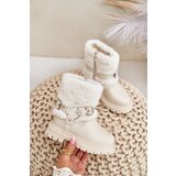 FR1 Eco Leather Girls Ankle Boots With Fur And Buckles Beige Cartemes | shoptok.hr