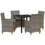 vidaXL Set Vrtnih Stolova od 5 komada s jastučićima Sivi Poli Ratan | shoptok.hr
