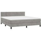  box spring s madracem LED svjetlosivi 160x200 cm baršun | shoptok.hr