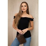 Kesi Black blouse with ruffles over the shoulder | shoptok.hr