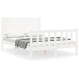 The Living Store Posteljni okvir z vzglavjem bel 4FT trden les - Posteljni Okvir, (21528001) | Shoptok.si