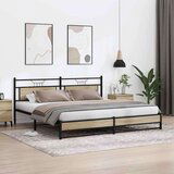 Metalni Kovinski posteljni okvir brez vzmetnice sonoma hrast 193x203 cm, (21829379) | Shoptok.si