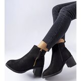 Gemre Ivano insulated black ankle boots on a low block heel eco-suede Cijene