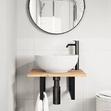  Zidna polica za umivaonik od čelika i masivnog bagremovog drva Smeđa 50 x 50 x 2 cm | Shoptok.si