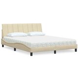 vidaXL Krevet s madracem krem 160x200 cm od tkanine | shoptok.hr