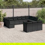 vidaXL 13-dijelni set vrtnih sofa s jastucima poliratan crni | shoptok.hr