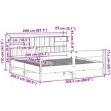  Krevet s regalom za knjige bez madraca 200x200 cm od borovine | shoptok.hr