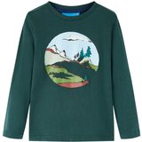 vidaXL Otroška majica z dolgimi rokavi temno zelena 104 Cene
