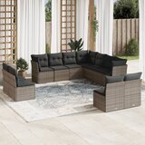 vidaXL 11-dijelni set vrtnih sofa od poliratana s jastucima sivi Cijene
