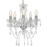 vidaXL Luster s kristalnim perlama srebrni okrugli 5 x E14 Cijene