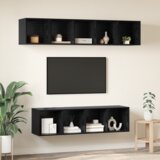 vidaXL Set TV komoda s pohranom 4 pcs Crni hrast 37 x 37 x 142.5 cm | shoptok.hr