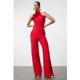 Trendyol Red Rose Detailed Woven Jumpsuit