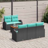 Sjedeća garnitura za vrt 6 kom. Crna i Tirkizna poliratan 179 x 62 x 69 cm | Shoptok.si