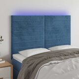  Posteljno vzglavje temno modro 144x5x118/128 cm žamet, (20953299) Cene