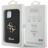 Guess GUHCP15SHG4SGK silikonski ovitek za iPhone 15 - črn z bleščicami in zlatim logom | Shoptok.si