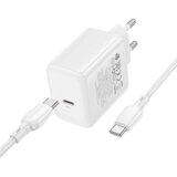  Zidni punjač s kabelom Type-C na Type-C Borofone Fuente GaN Type-C QC3.0 PD 40W bijeli | shoptok.hr