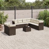  10-dijelni set vrtnih sofa od poliratana s jastucima smeđi | shoptok.hr