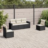 Maison Chic Seti vrtnega pohištva - Vrtna garnitura - Vrtni pohištvo set 5-delna z blazinami črn poli ratan, (21817648) | Shoptok.si