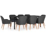  9-dijelni vrtni blagovaonski set s jastucima crni | shoptok.hr