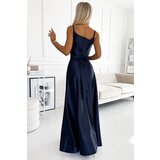 Numoco Elegant long satin dress with neckline | shoptok.hr