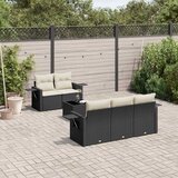  6-dijelni set vrtnih sofa s jastucima crni od poliratana | shoptok.hr