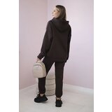 Kesi Insulated cotton set, sweatshirt with embroidery + brown trousers | shoptok.hr