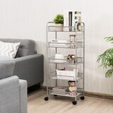  5-katni kolica, kuhinjski kolica, mrežasta polica, kuhinjski kolica s kotačima od sive metalne legure | shoptok.hr