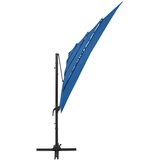  Vrtni suncobran s 4 razine i stupom 250 x 250 cm azurnoplavi | Eponuda.com