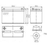 NPP NPG12V-100Ah, gel battery, C20=100AH, T16, 330x171x214x220, 27,3KG, light grey | ePonuda.com