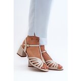 Sergio Leone Beige Glossy Women's Sandals with Heels SK880 | Shoptok.si