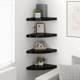  Plutajuće kutne police 4 kom sjajne crne 35 x 35 x 3,8 cm MDF | shoptok.hr