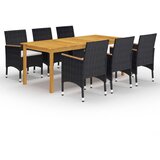  7-dijelni vrtni blagovaonski set crni Cijene