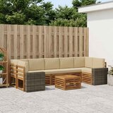  Set vanjskih sofa 8 kom. Prirodna i bež Čvrsto drvo akacije | shoptok.hr