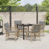  Set od 5 dijelova vrtne blagovaonice s jastučićima bež poli ratan | shoptok.hr