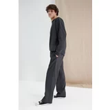 Trendyol Anthracite Men's More Sustainable Oversize Textured Tag Detail Sweatpants.