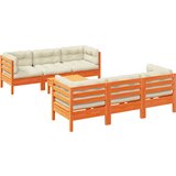  The Living Store Vrtna sedežna garnitura 7-delna z blazinami voščeno rjava - Vrtna Sedežna Garnitura, (21451356) | Shoptok.si