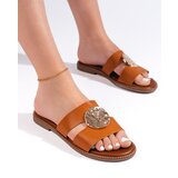Shelvt Elegant women's camel flip-flops | shoptok.hr