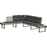 vidaXL 2-dijelni set vrtnih sofa s jastucima poliratan i staklo sivi | shoptok.hr