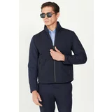 ALTINYILDIZ CLASSICS Men's Navy Blue Standard Fit Normal Fit High Neck Patterned Coat