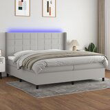 Maison Chic Box spring postelja - Vzmetna postelja z vzmetnico LED sv. siva 200x200 cm blago SL8909, (21904593) | Shoptok.si