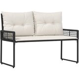  Vanjska klupa s jastukom Crna i krem-bijela 118 x 55 x 82 cm | shoptok.hr