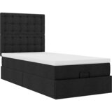  Otomanski okvir kreveta s madraca crni 90x190cm od tkanine | shoptok.hr