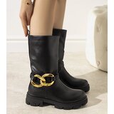 Gemre Black insulated ankle boots with chain Harrison | ePonuda.com