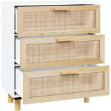  Komoda bela 60x30x70 cm trdna borovina in naravni ratan, (20654064) | Shoptok.si