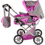 Kolica za lutku 2u1 Pink Stars - sivo/roza | shoptok.hr