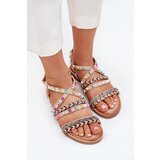 Boto Ladies Sandals With Decoration And Braided Straps Beige Delyra | shoptok.hr