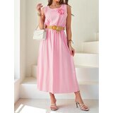 Resti Women's midi dress with straps, featuring a round neckline with a decorative flower Cijene