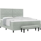 Box Spring Krevet s Madracem i Klupicom Svjetlosiva 180x200 cm Baršun | shoptok.hr
