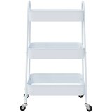 vidaXL Voziček za shranjevanje 3-nadstropna bel 42x41,5x77 cm jeklo | Shoptok.si